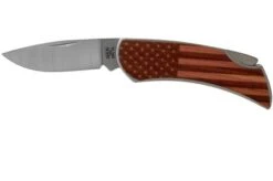 Case X Woodchuck Executive Lockback Brushed Stainless, Flag, 64324, M1300L SS Pocket Knife