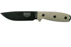 ESEE Model 4 Black Blade 3D Green Canvas Micarta Survival Knife 4PB-017 Black Sheath + Belt Clip