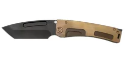 Medford Marauder H S35VN Black PVD Tanto Blade, Titanium Bronze Faced Flat Handle, Bronze Hardware, Pocket Knife