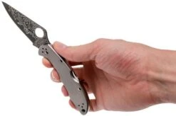 Spyderco Delica 4 Titanium Damascus C11TIPD Pocket Knife -Gentleman’s Knives Popular Shop SPC11TIPD 08 spyderco spc11tipd 08