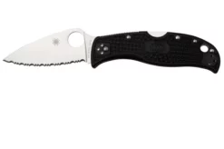 Spyderco LeafJumper Lightweight C262SBK, Serrated Satin VG-10, Black FRN Pocket Knife